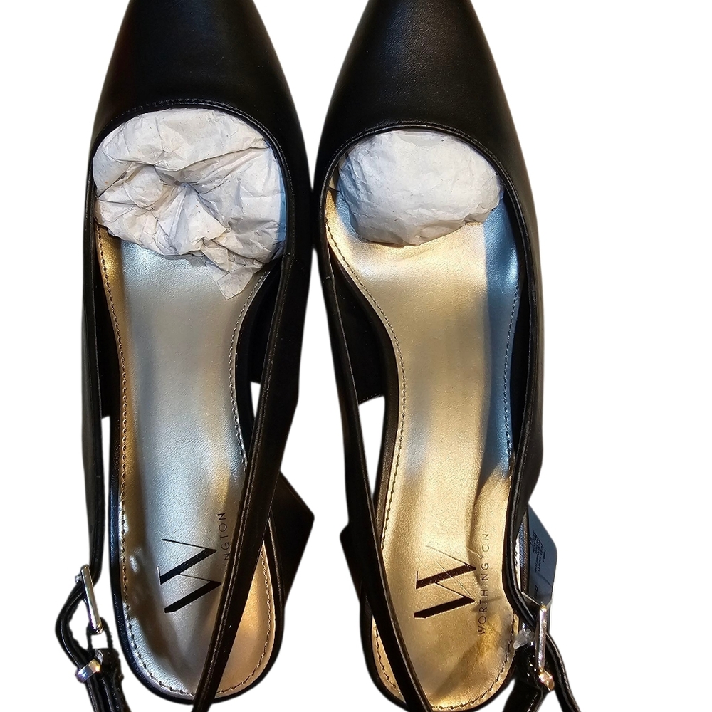 Worthington Black Slingback Heels